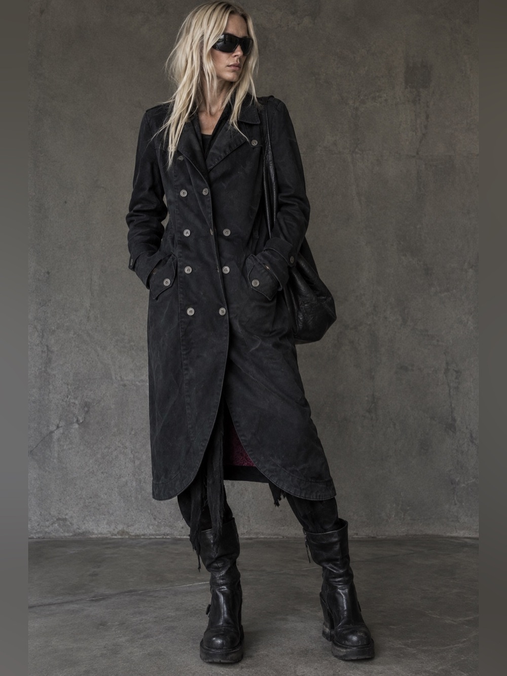 Oakley Women’s Black Long Double Breasted Trench Coat Jacket L / XL